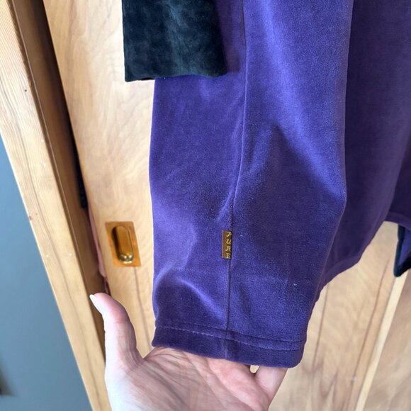 Purple Velvet Coat, Velvet Cardigan, 3D Flower Jacket, purple duster, Velour - Picture 9 of 11